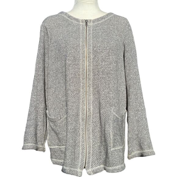 Eileen Fisher Jackets & Blazers - Eileen Fisher Jacket Womens‎ Medium Gray Ivory Twisted Terry Zipper Pockets